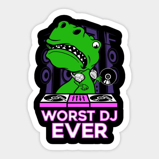 Worst DJ Ever T-Rex Dinosaur Sticker by Jonny1223